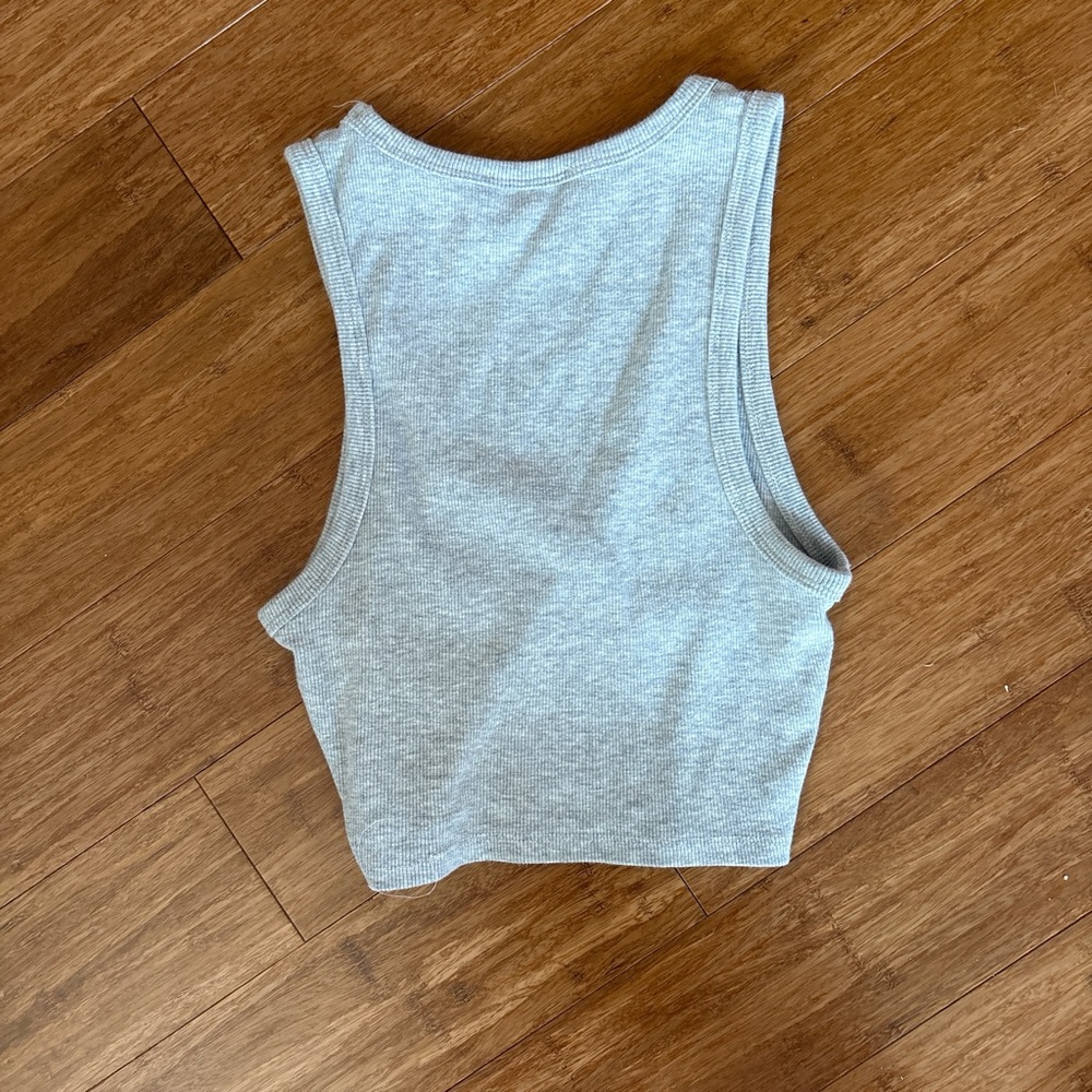 Zara Light Gray Ribbed Cropped Tank Top